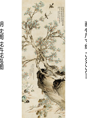 1明代书画宗师沈周花卉花鸟图真迹精准复制古代文人画可装裱挂画