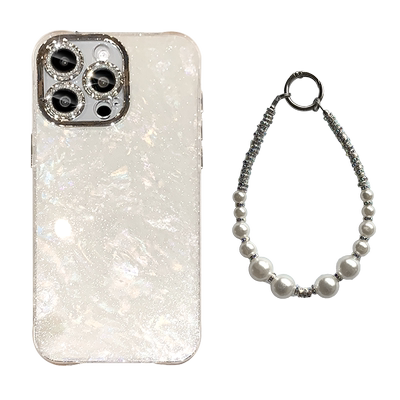 闪粉贝壳纹适用苹果15promax手机壳iPhone16新款带镜头膜13pro四角气囊防摔12高级感女挂绳全包14小众潮牌