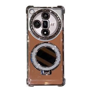 四角气囊适用oppofindx8手机壳新款高级感女款findx7ultra镜头全包防摔Findx7pro镜子磁吸支架高端透明硅胶套