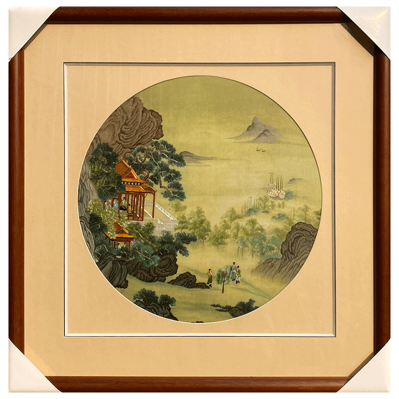 非遗纯手工苏绣刺绣唐伯虎唐寅山水书房玄关装饰画出国特色礼品画