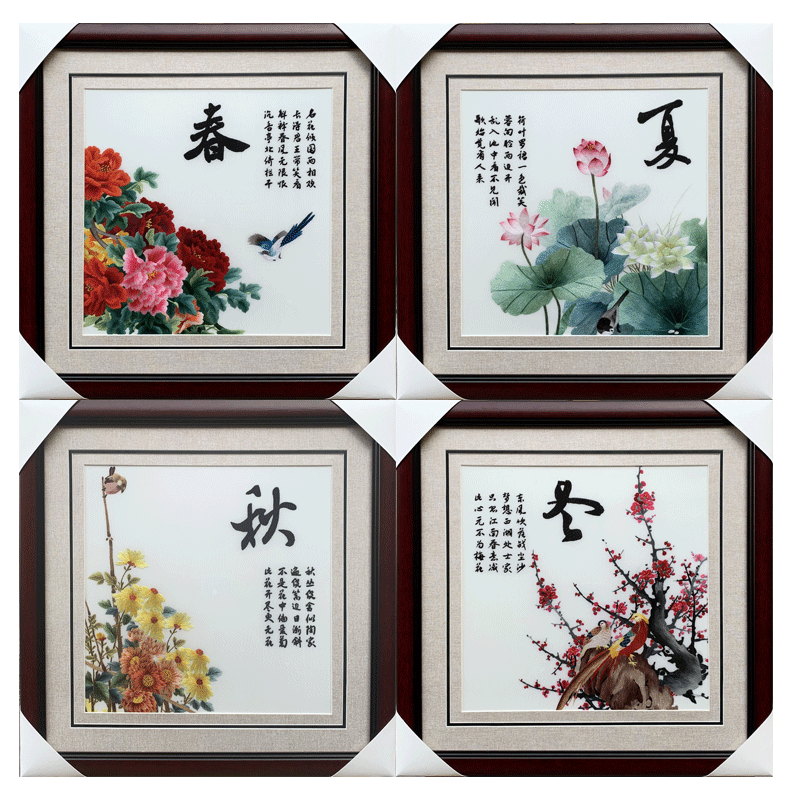春夏秋冬春牡丹夏荷花梅花苏绣