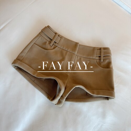 FAY【松露昔】秋冬季中腰毛呢韩系百搭外穿设计厚款短裤
