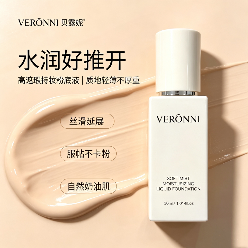 VERONNI持妆轻薄服帖遮瑕粉底液