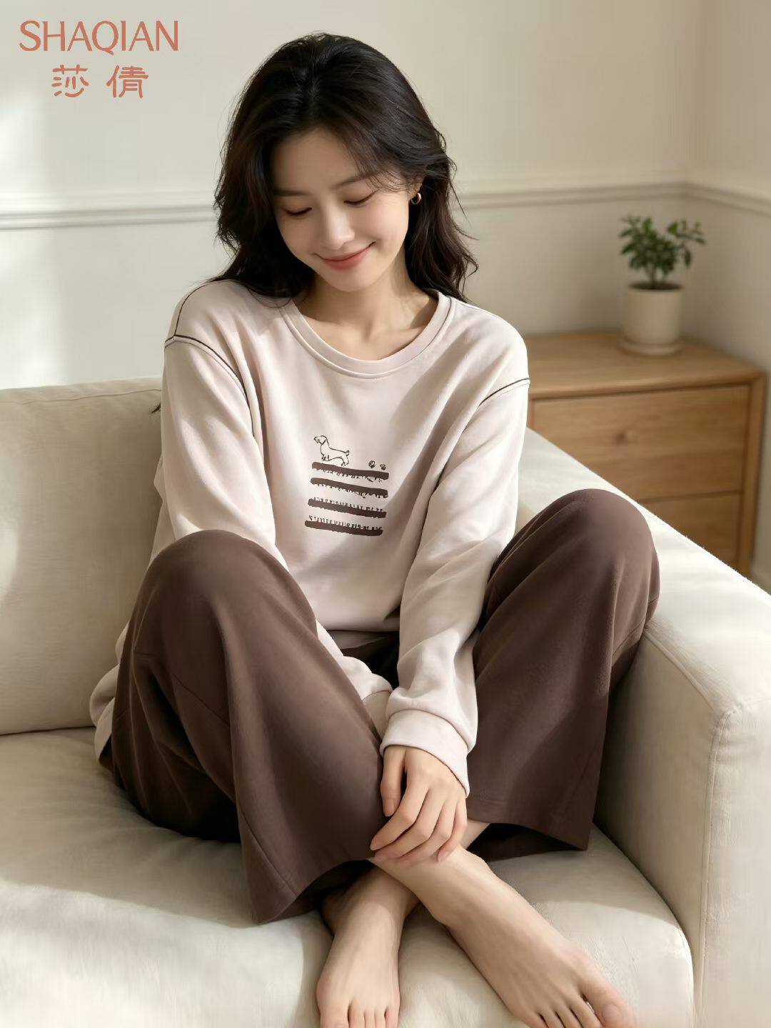 莎倩睡衣2026秋冬新婴儿棉睡衣家居服套装女