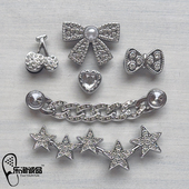 Crocs配饰洞洞鞋 上装 花 扣鞋 饰品卡骆驰 金属银色蝴蝶结鞋 2026新款