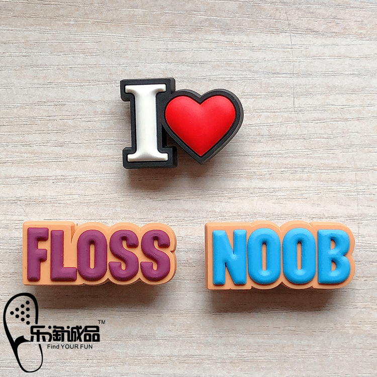 新款Crocs鞋花正品洞洞鞋花 趣味英语 NOOB FLOSS 鞋扣配件卡骆池