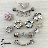 Crocs鞋 上装 花洞洞鞋 新款 配饰 鞋 饰金属银色鞋 扣卡骆驰