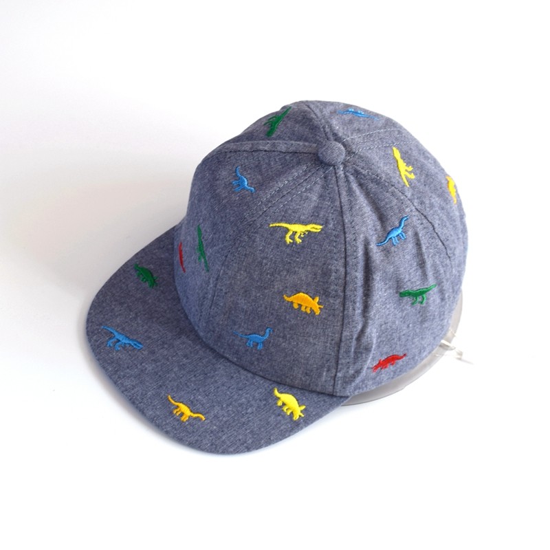 婴儿童棒球帽男童春夏纯棉牛仔刺绣恐龙鸭舌帽男宝宝休闲太阳帽子
