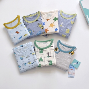 莫棉内衣家居服春秋衬衣裤 男宝宝薄款 套装 衣拉拉男童氧肤棉秋衣裤