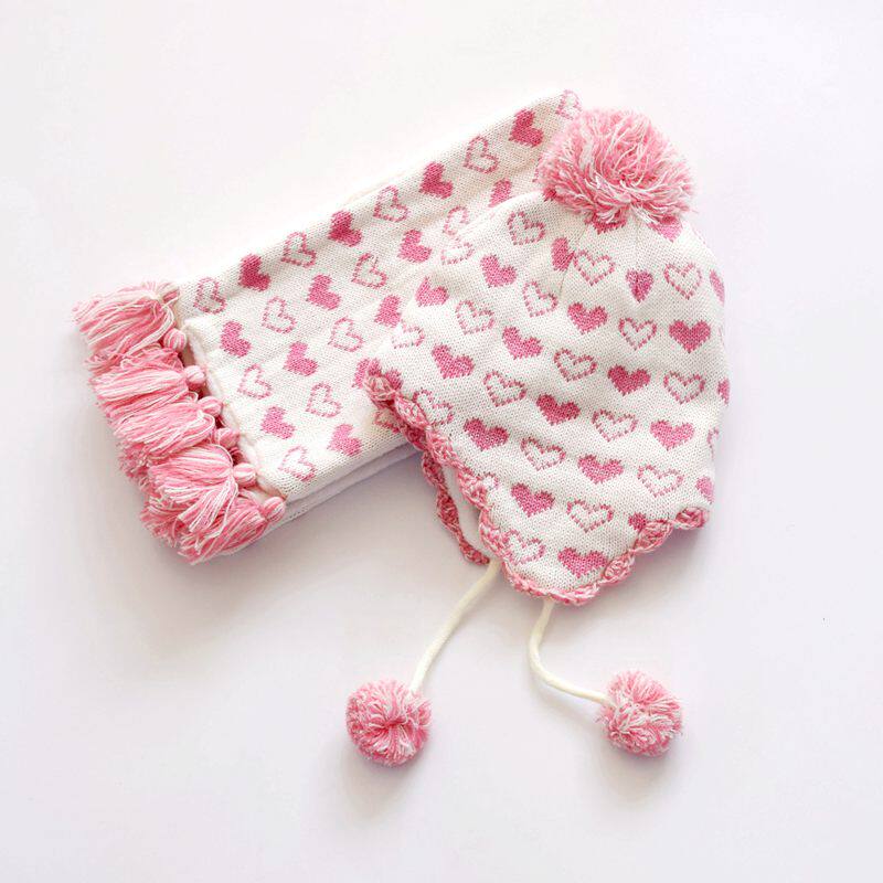 秋冬女童加绒保暖护耳帽女宝宝白色爱心摇粒绒针织线帽子围巾套件,童装/婴儿装/亲子装,帽子,淘宝优惠券,粉丝福利购,淘宝优惠卷