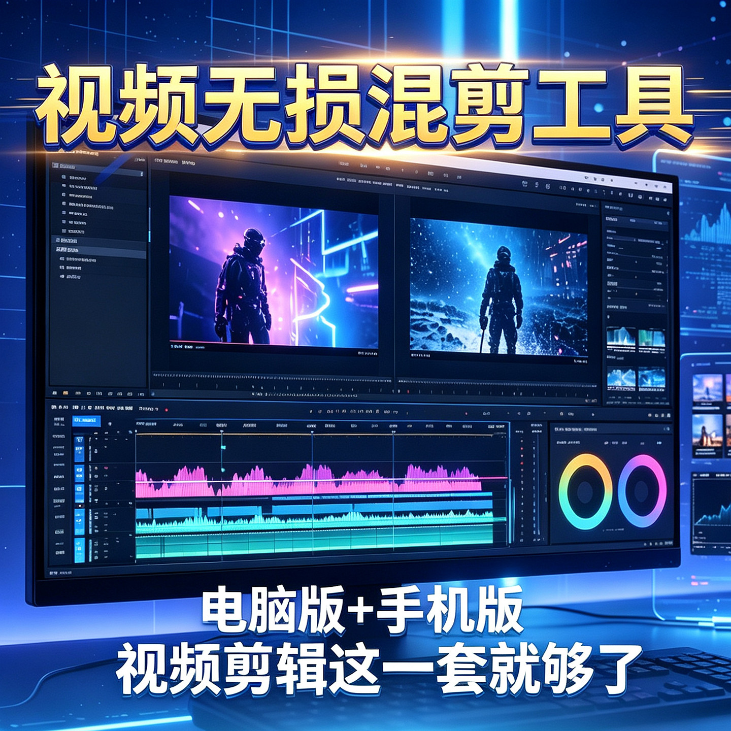视频混剪辑工具无损高速截取分切割合并软件格式转换水印字幕素材