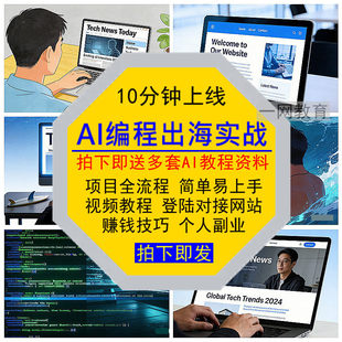 AI编程出海实战项目全流程视频教程登陆网站对接个人副业赚钱技巧