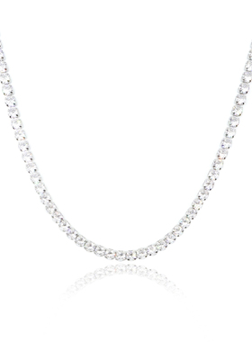 满钻网球项链男女潮钛钢不掉色嘻哈镶钻锆石方钻小冰糖情侣锁骨链