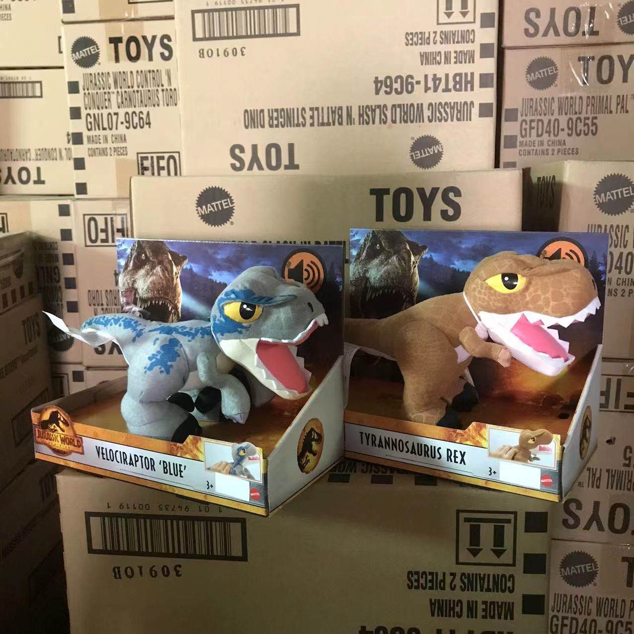 MATTEL 쥬라기 월드 3 사운드 효과 플러시 티라노사우루스 벨로시랩터 시리즈 공룡 모델 장난감 HBD78