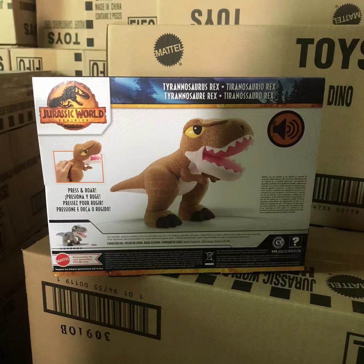 MATTEL 쥬라기 월드 3 사운드 효과 플러시 티라노사우루스 벨로시랩터 시리즈 공룡 모델 장난감 HBD78