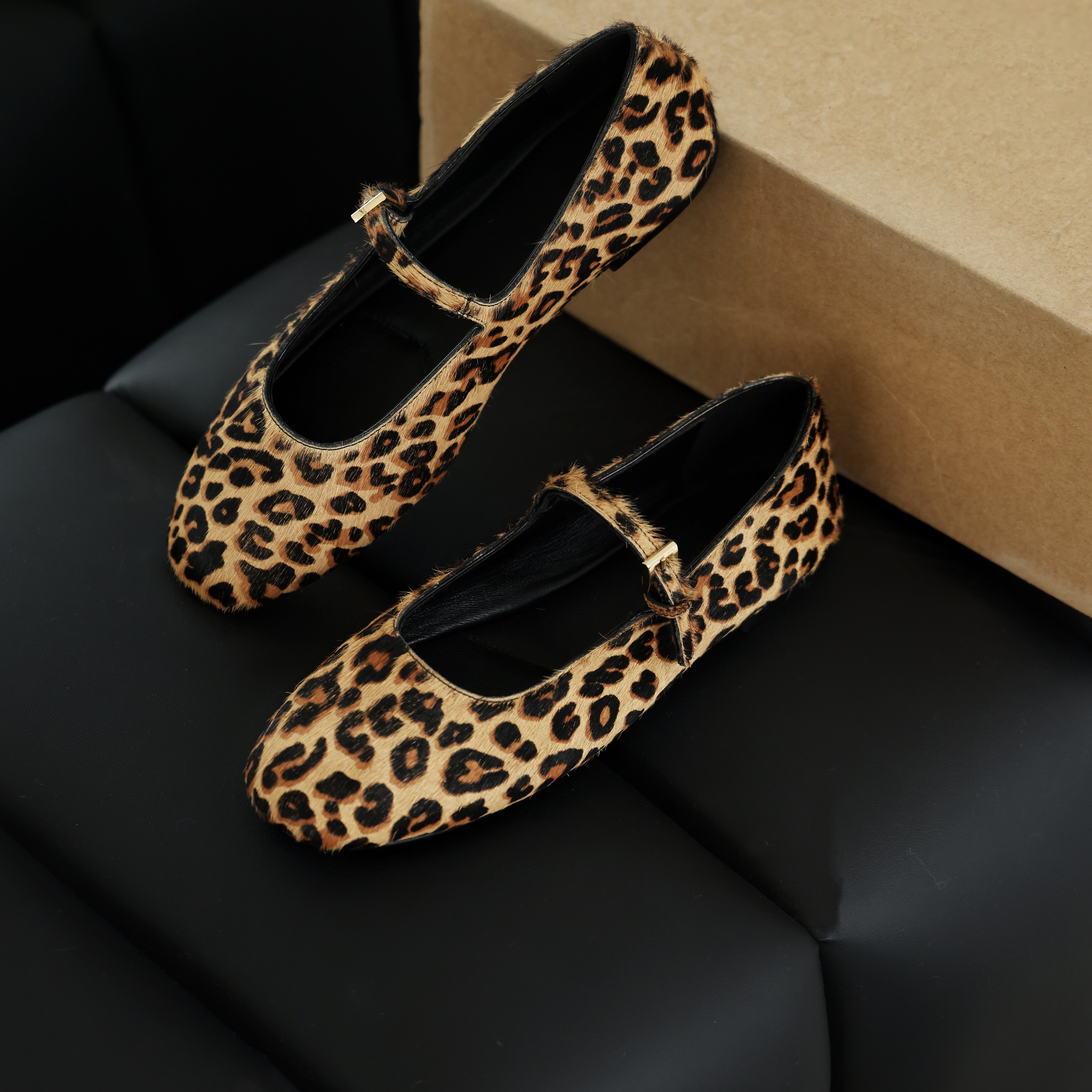 InkingPot彭姐 复古豹纹一字带玛丽珍鞋女真皮圆头平底芭蕾单鞋,女鞋,玛丽珍鞋,淘宝优惠券,粉丝福利购,淘宝优惠卷