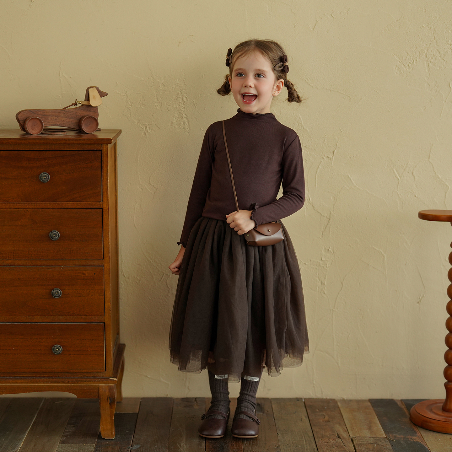 砚台家童装女童木耳边打底衫秋冬季保暖纯色长袖T恤女宝洋气内搭