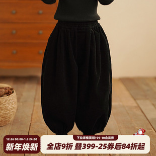 砚台家童装森系儿童灯芯绒灯笼裤女童松紧腰束脚裤宝宝春秋季长裤