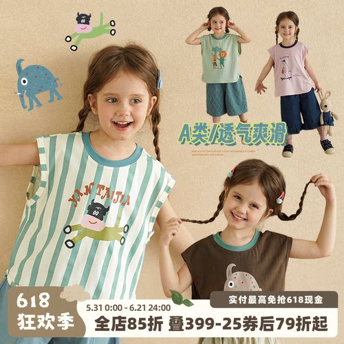 女童雪花棉短袖T恤夏季