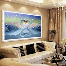 贴钻十字绣现代客厅卧室2020新款结婚情侣钻石画满钻心心相印天鹅