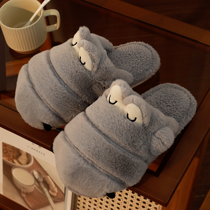 卡通小鳄鱼保暖防滑棉拖鞋男