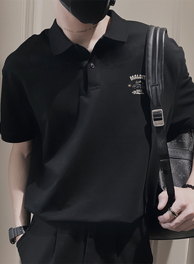 2023夏季翻领PLOL短袖男装蜂巢透气网眼珠地棉半袖简约小刺绣上衣