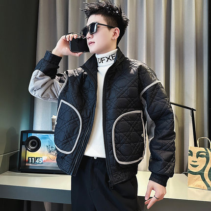 精神小伙冬季痞帅炸街棉服2024潮牌棉衣男高级感百搭立领工装外套