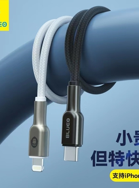 蓝猩适用于苹果白色数据线编织PD快充iphone13充电器12promax单线