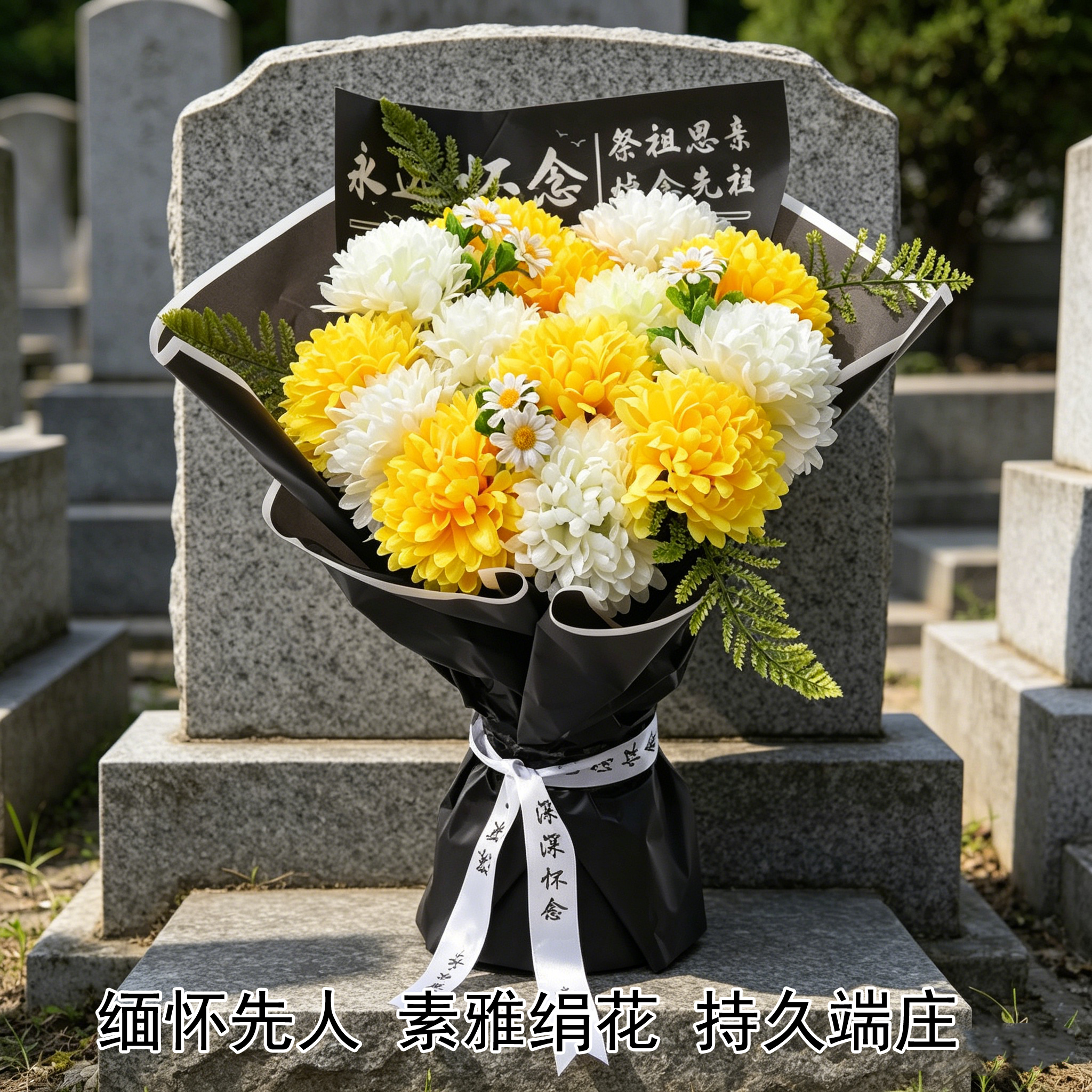 新款仿真菊花祭拜花束清明陵园