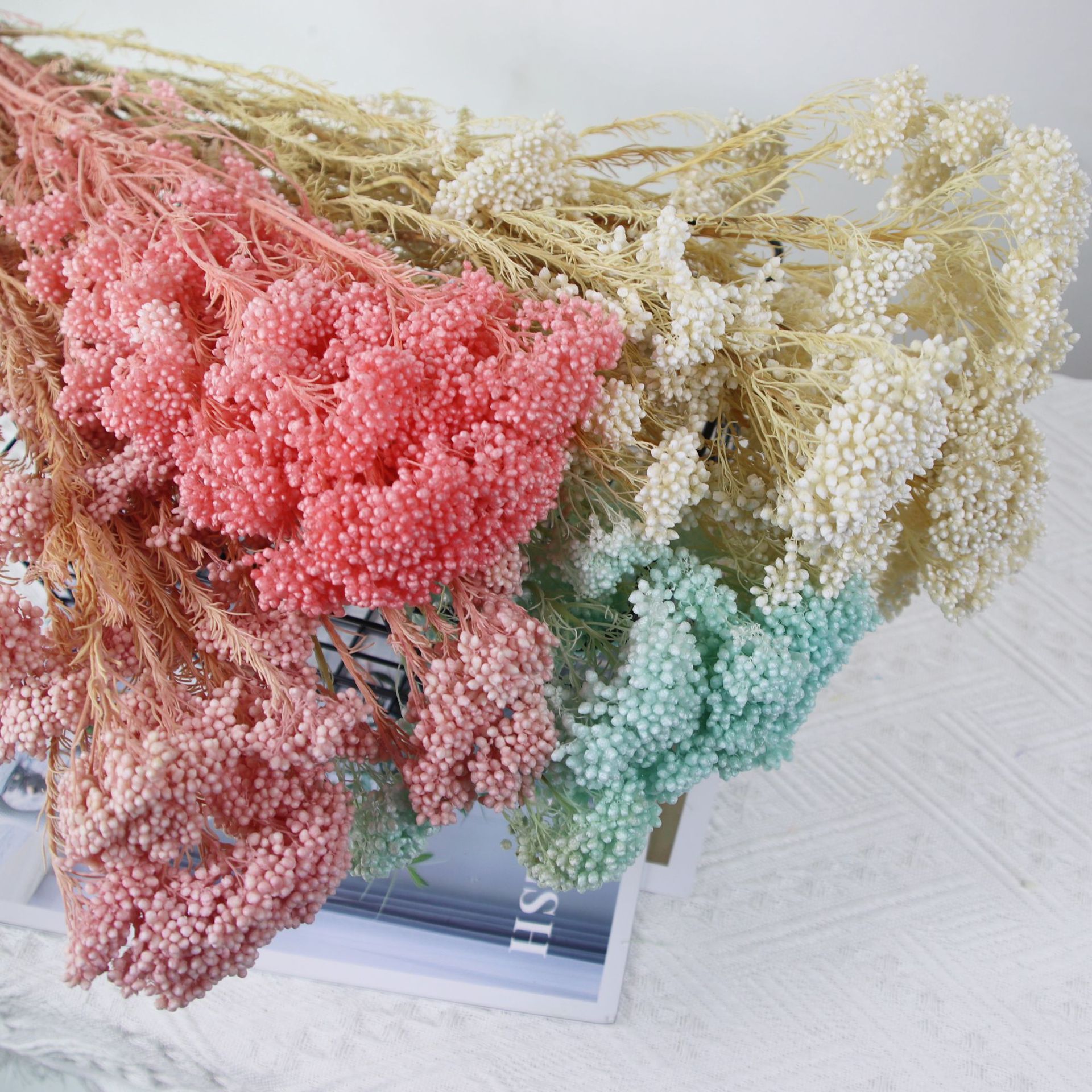 永生花漂色小米花保鲜花DIY材料花艺配材北欧风家居装饰厂家直发