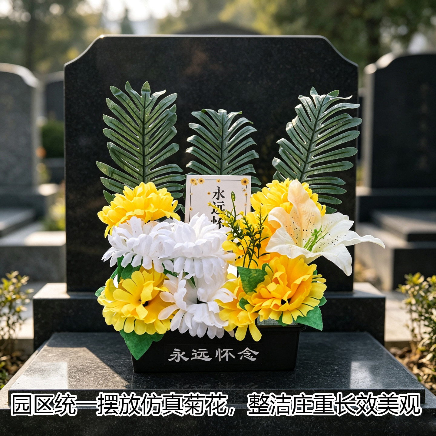 清明祭奠追思塑料仿真假花陵园墓碑扫墓祭祖缅怀先人摆放装饰花艺 - 实物图