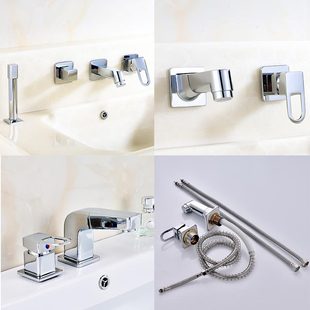 水龙头三 龙头冷热开关洗脸盆抽拉式 四件套分体配件 水 面盆入墙式