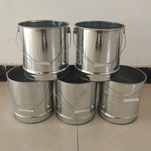 油桶铁桶圆桶小手提带盖加厚款直身桶家用铁皮桶小水桶手提式收纳