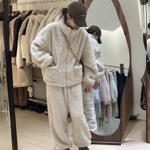 暖烘烘加绒加厚保暖居家服外套