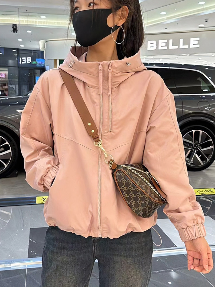 chic早春外套短款时尚女2024春季新款韩版长袖百搭连帽宽松上衣潮,女装/女士精品,短外套,淘宝优惠券,粉丝福利购,淘宝优惠卷