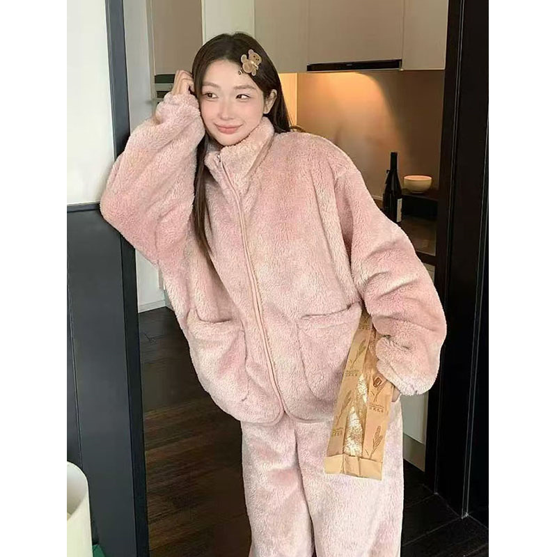 奶呼呼立领包边平口袋居家服套装