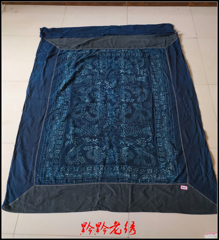 老绣少数民族纯手工绣品 民族风收藏品 老蜡染被面BA170
