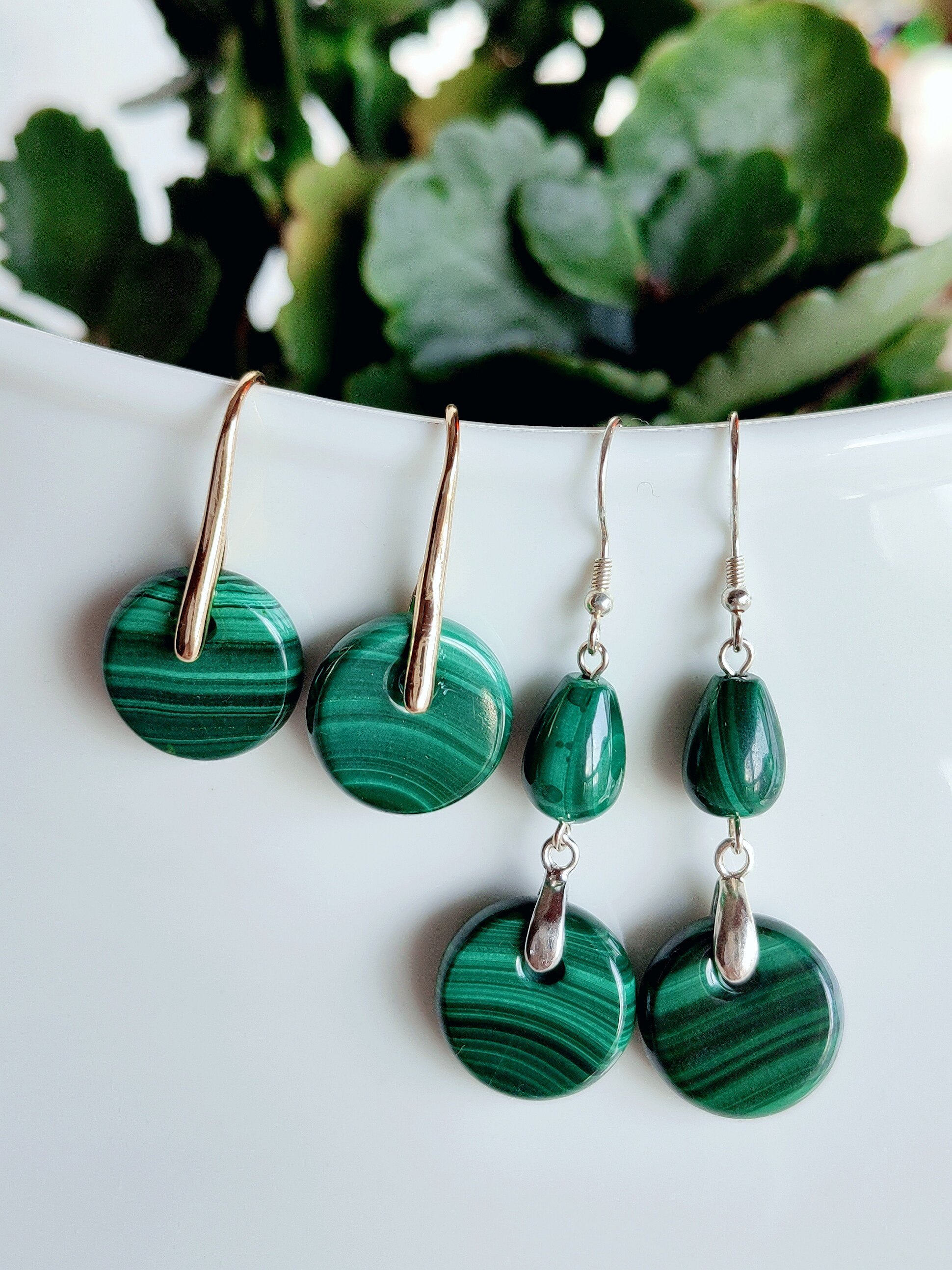 寓意幸福天然孔雀石耳饰华贵高级感绿色宝石耳环气质高雅公主耳坠