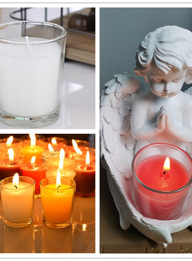 家居香薰蜡烛杯客厅教堂装饰品天使烛台摆件配套玻璃杯蜡烛红色