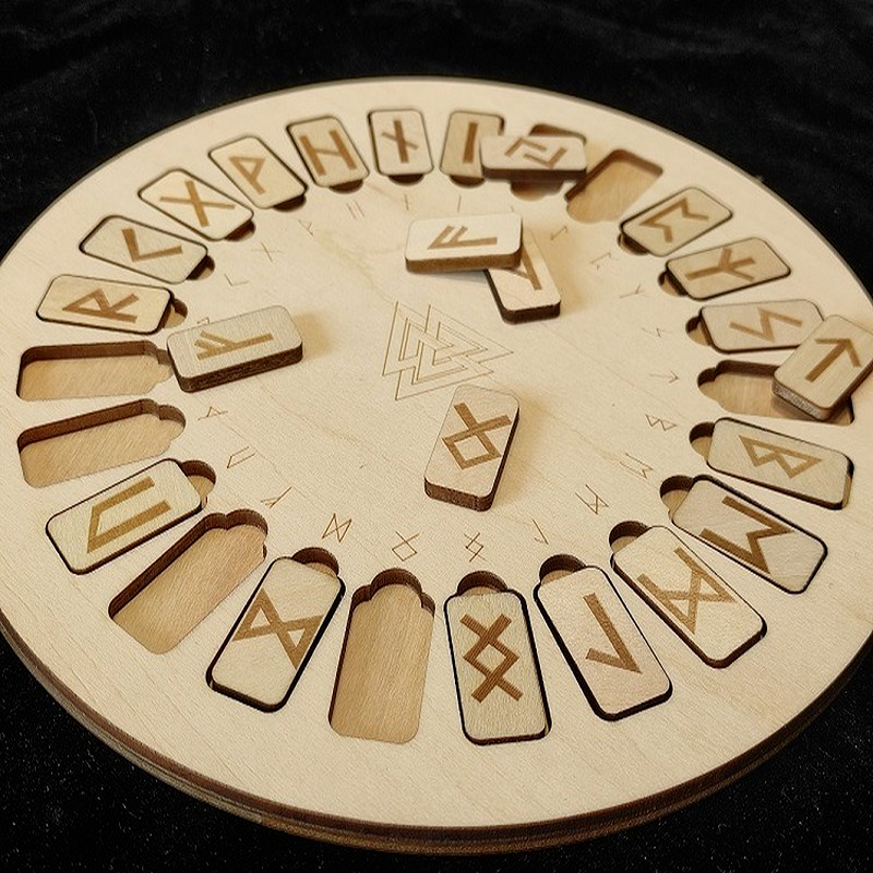 威卡木质卢恩符文圆盘套装如尼