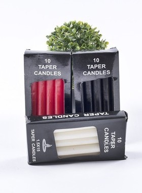 杆蜡石蜡蜡烛 10支/盒 多色氛围照明蜡烛黑色红色 Altar Candle