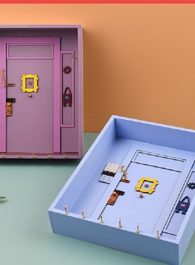 老友记周边FRIENDS钥匙挂架玄关Monica紫色门复古收纳置物架木质