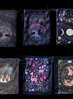 13x18cm绒布礼物珠宝束口礼品袋桌游卡牌收纳袋子三相月生命之树