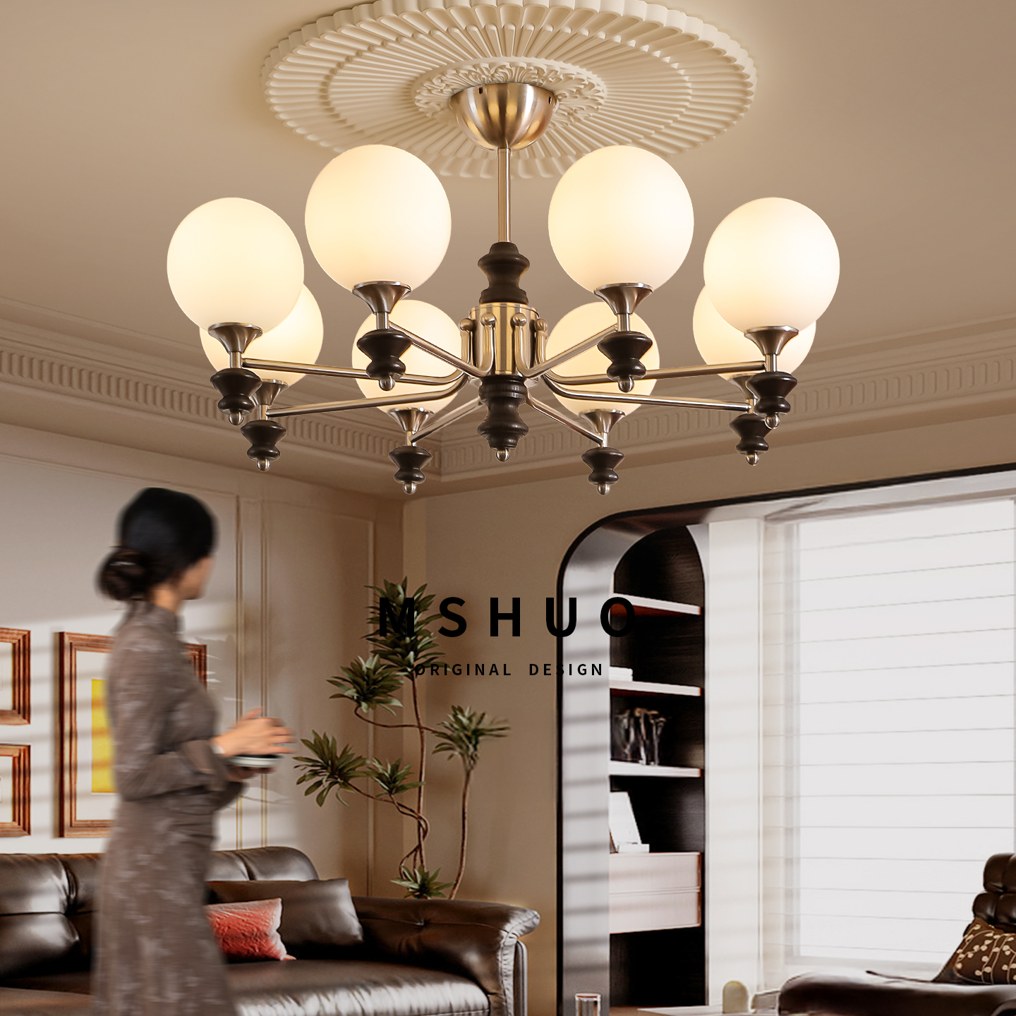 客厅吊灯现代中古风浪漫法式