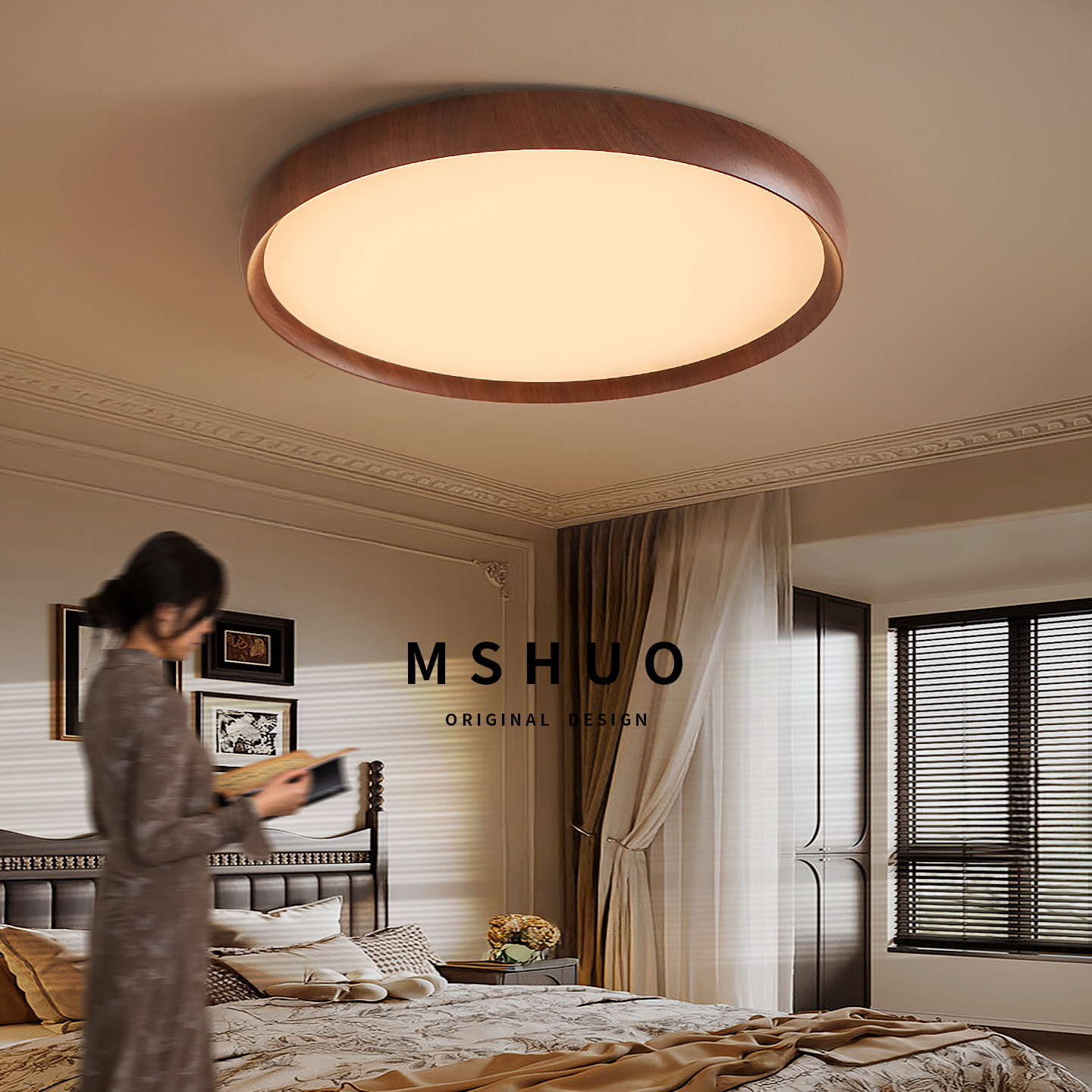 圆形大气简约复古卧室吸顶灯