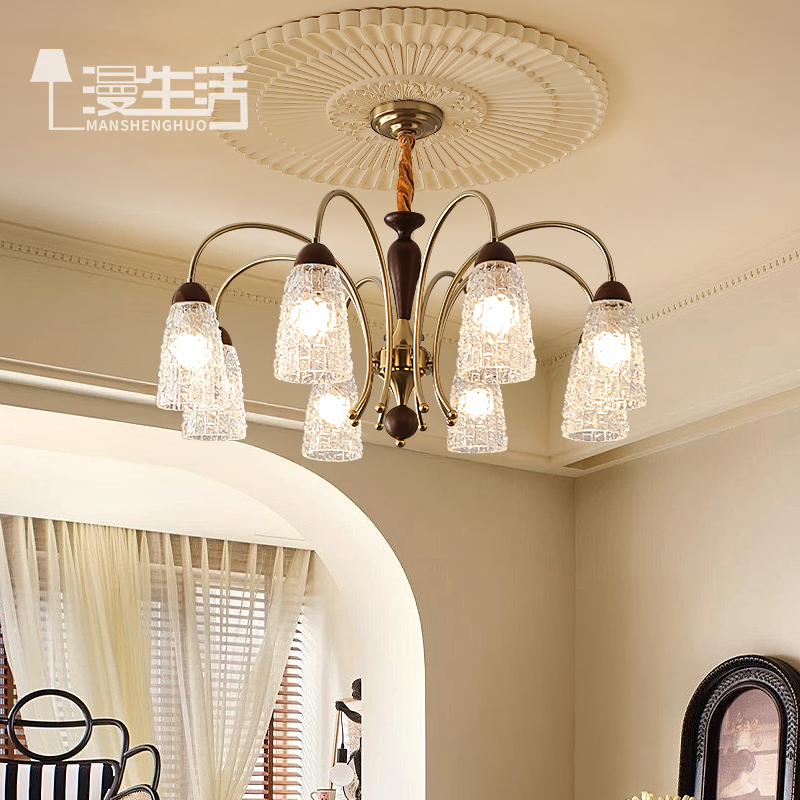 南洋风胡桃木色高级感中古客厅灯