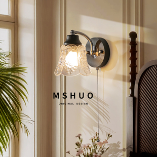 卧室床头壁灯法式中古风高级感客厅背景墙灯美式设计师中山灯具