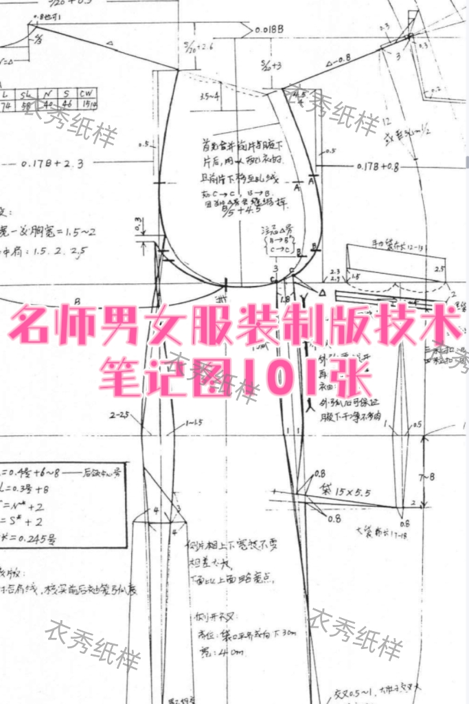 名师男女服装制板技术笔记图101张,非纸质jpg格式零基础自学教程