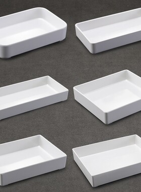 鸭货摆盘长方形塑料卤菜盘密胺商用展示盘子熟食盘份数盘白色托盘