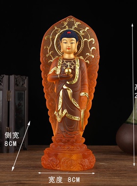 药师佛水琉璃光如来贴金箔工艺品摆件供奉小佛像药师像站立站像